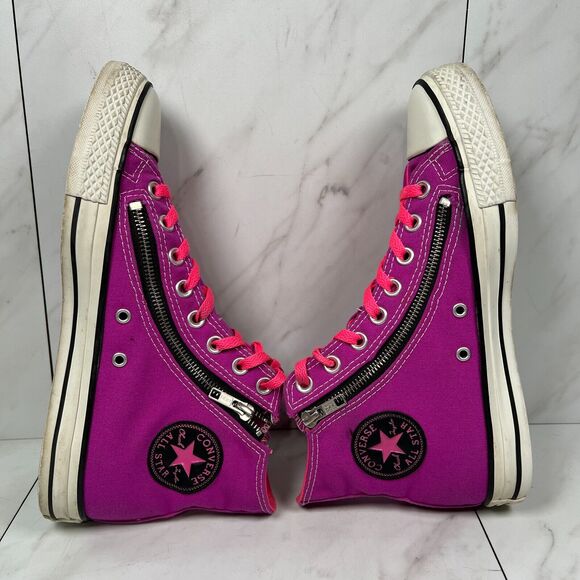 Converse CTAS High Top Womens Size 10 Purple Double Zip Canvas Sneakers Shoes - Picture 5 of 8